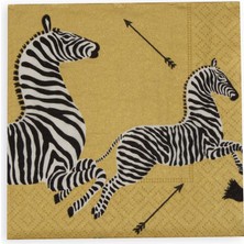 Caspari Zebras Paper Cocktail Napkins In Gold - 20 Per Package
