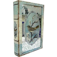 Costurera Kutu Kitap Aynalı Dalda Kuş Kitap Kutusu Dekoratif Hediyleik
