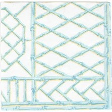 Caspari Bamboo Screen Robin's Egg Paper Linen Cocktail Napkins - 15 Per Package