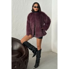 Caddebostan Moda Mürdüm Peluş Kaban Modern Premium Luxury Trend Tasarım Kaban