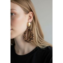 Alya's Aksesuar Altın Detaylı Leopar Desenli Damla Küpe