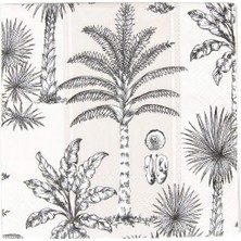 Caspari Southern Palms Flax & White Cocktail Napkins - 20 Per Package