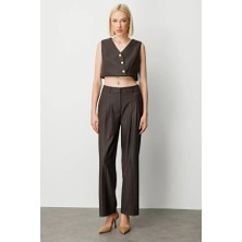 Ekol Çizgi Desenli Wide Leg Pantolon 5111