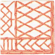 Caspari Bamboo Screen Coral Paper Linen Cocktail Napkins - 15 Per Package