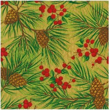 Caspari Evergreen And Berries Gold Luncheon Napkins - Includes 20 Luncheon Napkins
