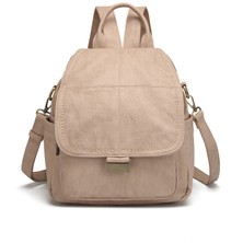 Hüvendo Barcelona Çok Cepli Kapak Detaylı Günlük Orta Boy Kadın Sırt Çantası Koyu Bej