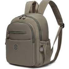 Hüvendo Smart Su Geçirmez Krınkıl Kumaş Tablet Bölmeli Orta Boy Kadın Günlük Sırt Çantası Açık Kahverengi