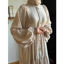 Salaş Büzgülü Keten Elbise 1922 Navra | Fendel