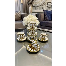 UltraNova 6 Kişilik Şık Porselen Kahve Fincan Takımı, Ayaklı Tasarım