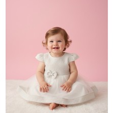 Minimony 0-24 Ay Kız Bebek Çocuk Tül Desenli Abiye Elbise Bej 1041