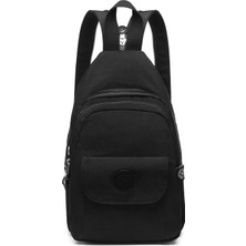 Hüvendo Smart Su Geçirmez Çok Cepli Küçük Boy Günlük Kadın Sırt Çantası Siyah