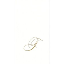 Caspari White Pearl & Gold Paper Linen Single Initial Boxed Guest Towel Napkins - 24 Per Package
