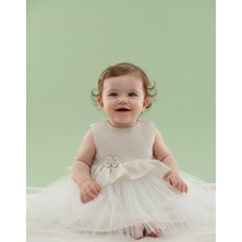 Minimony 0-24 Ay Kız Bebek Çocuk Finyonk Detaylı Tüllü Bandana Set Abiye Elbise 1038