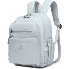 Hüvendo Smart Su Geçirmez Krınkıl Kumaş Tablet Bölmeli Orta Boy Kadın Günlük Sırt Çantası Açık Gri