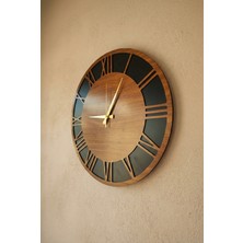 AA Shop Ahşap Ceviz Mobilya Renk Roma Rakam Desenli Hediyelik Sessiz Duvar Saati 50CM