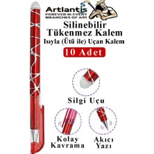 Artlantis Kırmızı Silinebilir Tükenmez Kalem 10 Adet Bıa Silinebilir Jel Pilot Kalem Mürekkepli Kolay Silinebilir Kumaş Kalemi