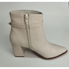 Lucciola Kadın Hakiki Deri Bej Topuklu Bot