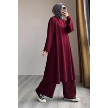 Ande Tesettür Oysho Pantolonlu Takım - Bordo