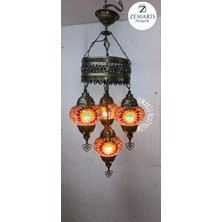 Zemaris Hediyelik El Yapımı Otantik Mozaik Avize 4 Lü