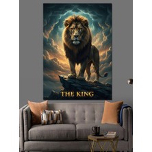 Tablomega Ormanların Heybetli Kralı Aslan Dekoratif Kanvas - Mdf Ahşap Tablo