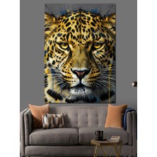 Tablomega Kaplan Leopar Benekli Hayvan Yakın Plan Dekoratif Kanvas - Mdf Ahşap Tablo