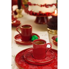 Kütahya Porselen Holyday 4 Parça 2 Kişilik Kahve Takımı Kırmızı