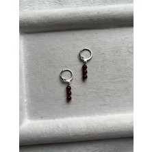Pel Design Minimal Hessonit Taşı Gümüş Kaplama Halka Küpe