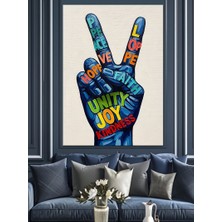 Tablomega Barış Işareti El Boyama Dekoratif Kanvas - Mdf Ahşap Tablo