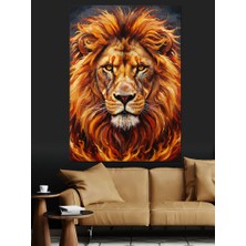 Tablomega Ormanın Kralı Aslan Portresi Dekoratif Kanvas - Mdf Ahşap Tablo