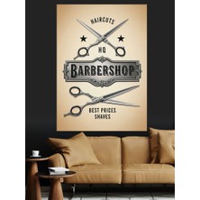 Karizma Tablo Retro Berber Dükkanı Posteri Dekoratif Kanvas - Mdf Ahşap Tablo