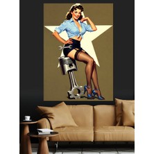 Artmeg Siyah Etekli Tamirci Kadın Dekoratif Kanvas - Mdf Ahşap Tablo