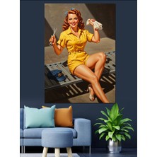 Artmeg Retro Tarz Tamirci Kadın Dekoratif Kanvas - Mdf Ahşap Tablo