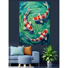 Artmeg Suda Yüzen Koi Balıkları  Dekoratif Kanvas - Mdf Ahşap Tablo