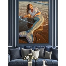 Artmeg Kumsaldaki Deniz Kızı Dekoratif Kanvas - Mdf Ahşap Tablo