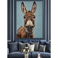 Artmeg Kahverengi Eşek Hayvan Portresi Dekoratif Kanvas - Mdf Ahşap Tablo