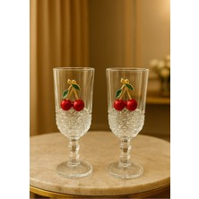 Yzhome 2 Li Kristal Cam Kiraz Kahve Yanı Bardağı Kokteyl Meşrubat Bardak 220ML
