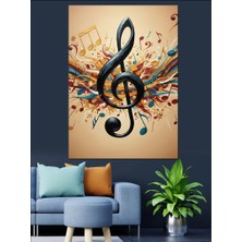 Tablomega Müzik Notası Sol Anahtarı Dekoratif Kanvas - Mdf Ahşap Tablo