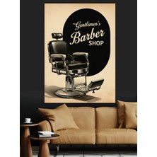 Artmeg Klasik Berber Dükkanı Illüstrasyon Dekoratif Kanvas - Mdf Ahşap Tablo