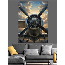 Tablomega Uçak Pervanesi Eski Motor Dekoratif Kanvas - Mdf Ahşap Tablo