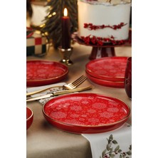Kütahya Porselen Holyday 4 Parça 19 cm Servis Tabağı Kırmızı