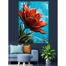 Karizma Tablo Kırmızı Lale Canlı Çiçek Dekoratif Kanvas - Mdf Ahşap Tablo