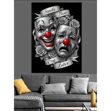 Tablomega Palyaço Burunlu Tiyatro Maskeleri Dekoratif Kanvas - Mdf Ahşap Tablo