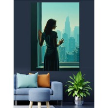 Karizma Tablo Şık Kadın New York Silüeti Dekoratif Kanvas - Mdf Ahşap Tablo