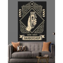 Karizma Tablo Retro Berber Dükkanı Posteri Dekoratif Kanvas - Mdf Ahşap Tablo