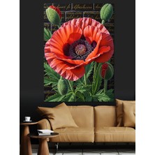 Karizma Tablo Kırmızı Gelincik Çiçeği Canlı Dekoratif Kanvas - Mdf Ahşap Tablo