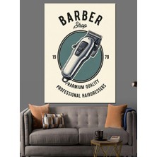Tablomega Traş Makinesi Görselli Vintage Berber Dükkanı Afişi Dekoratif Kanvas - Mdf Ahşap Tablo