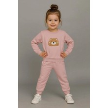 İklimix Sevimli Ayıcık Nakışlı %100 Pamuk 2’li Çocuk Eşofman Takımı