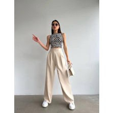 Kadın Ithal Çıt Çıt Kapamalı Doubleface Kumaş Oversize Kalıp Kumaş Palazzo Pantolonn