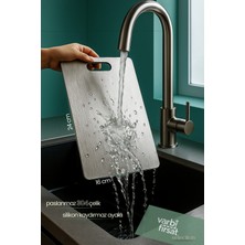 VarBiFırsat Paslanmaz Çelik Kesme Tahtası – 16X24 cm | , Dayanıklı ve Metal Kesme Levhası