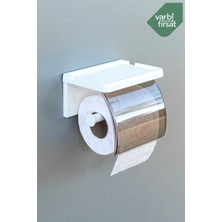 VarBiFırsat Yapışkanlı Kapaklı Tuvalet Kağıdı Askısı Banyo Tuvalet Kağıtlığı Aparatı Peçetelik Organizer Plastik